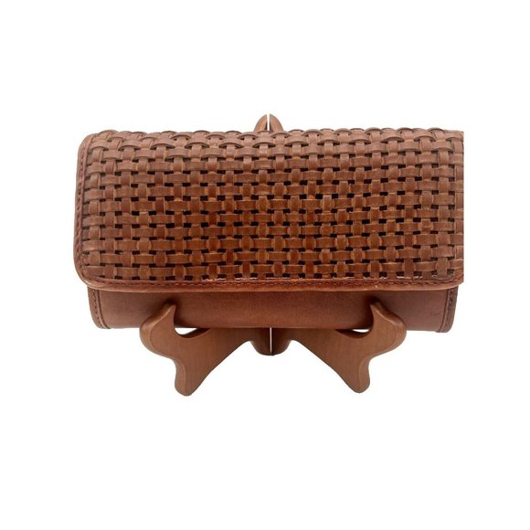 Patricia Nash Terresa Wallet Brown Rust Woven Leather Classic Preppy - Picture 2 of 8